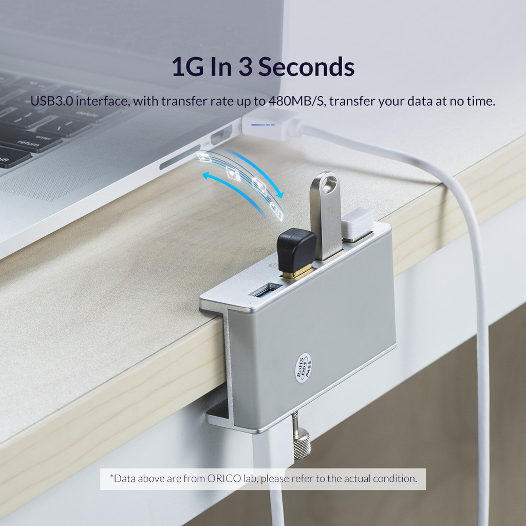 Orico USB 3.0 HUB Bộ chuyển đổi bộ chia USB 4 cổng bằng nhôm tốc độ cao HUB loại kẹp (MH4PU)