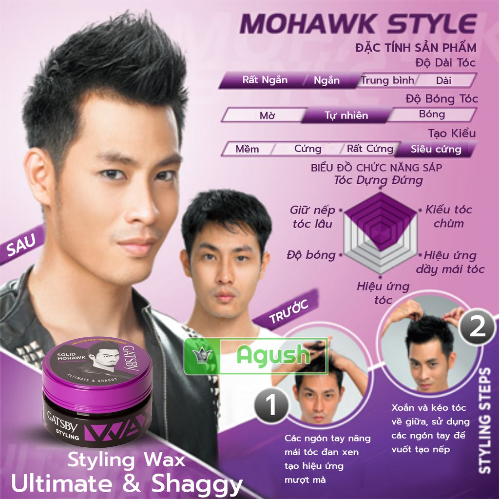 Sáp vuốt tóc nam tạo kiểu chính hãng nhật bản Gatsby Styling Wax lọ 75g mùi thơm giữ nếp lâu gốc nước không bết giá rẻ