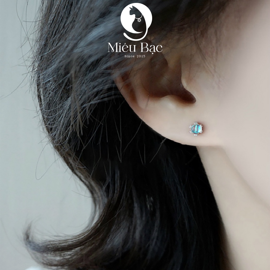 Mô tả Bông tai bạc nữ Miêu Bạc khuyên tai đính đá mặt trăng 1 chiếc moonstone chốt vặn chất liệu bạc S925 MB37 - 8