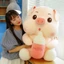 Gấu Bông Heo Ôm Bình Sữa Vải giãn 4 Chiều