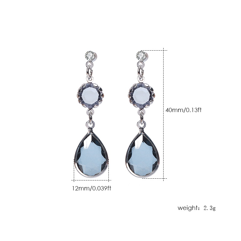 Ảnh Khuyên tai Pinkdudu PD441 hợp kim dáng dài đính đá pha lê màu xanh dương phong cách boho thời trang cho nữ 2