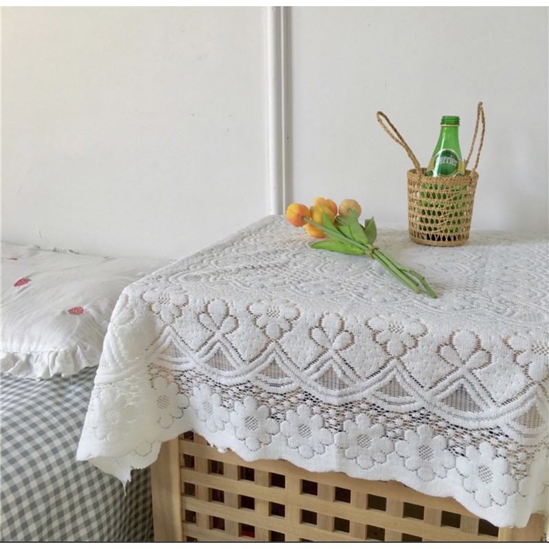 Khăn Trải Bàn Ren Vintage Hàn Quốc Đa Năng – Khăn Phủ Bàn Học, Bàn Trà, Đạo Cụ Chụp Ảnh Decor Phòng Ngủ Hoành Tráng