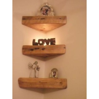 Kệ gỗ decor góc vuông 90 hình tam giác cân gỗ thông tự nhiên