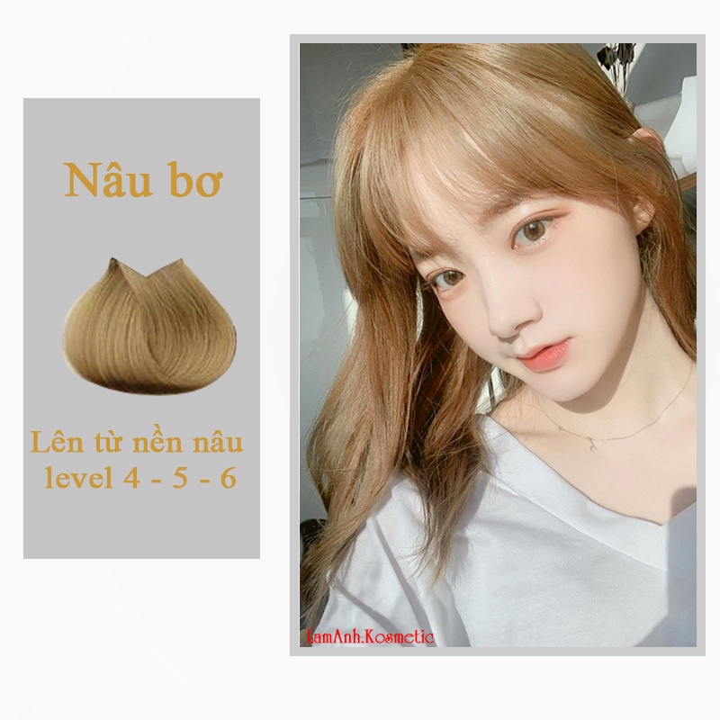 Thuốc nhuộm tóc màu Nâu Bơ – Nâu Caramel 100ML nhuộm lên chuẩn màu