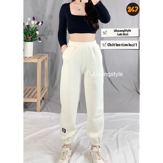 Quần Jogger Bo Gấu Trơn Len Tăm Nữ Unisex 2434/806