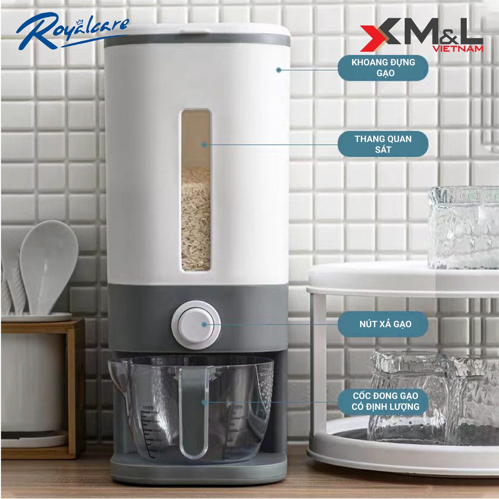 Thùng đựng gạo thông minh M&L - bao gồm khay đựng ngũ cốc - chống ẩm mốc côn trùng - loại dày, xịn