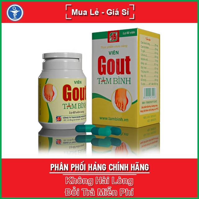 Viên Gout Tâm Bình 60 viên - Hỗ trợ lợi tiểu, tăng đào thải acid uric, làm giảm sưng, giảm đau nhức các khớp