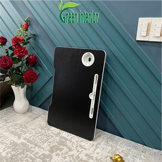 Bàn học thông minh Green interior, bàn làm việc chân thép xếp gọn có cốc để ly tiện lợi MÀU ĐEN VÂN GỖ TĐ