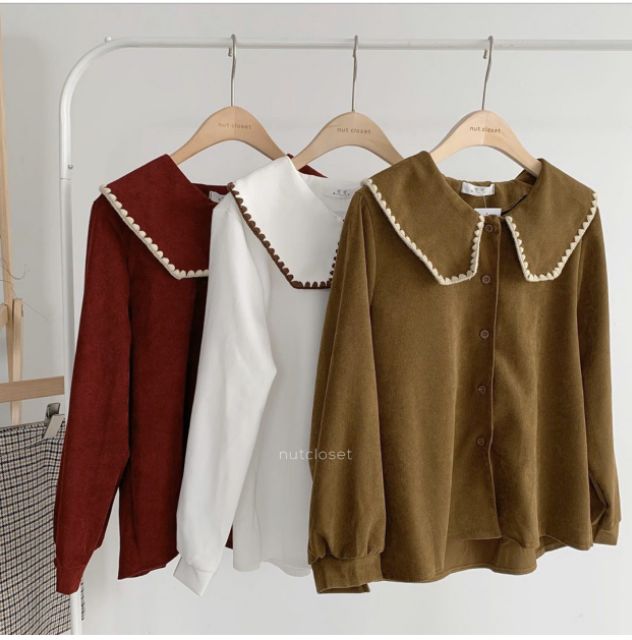 ÁO SƠ MI DẠ NHUNG CỔ THÊU SIÊU DỄ THƯƠNG - MIRA TOP