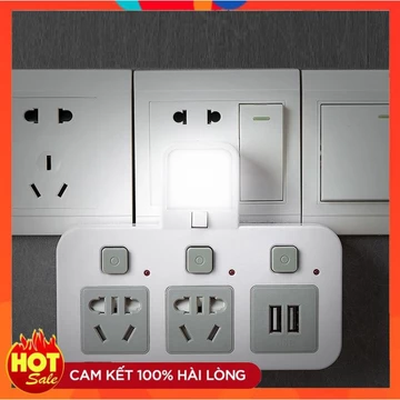 Ổ Cắm Chống Sét Có Công Tắc Riêng ❤️FREESHIP❤️ Phích Cắm Thông Minh Sạc Usb -Đèn Ngủ Cảm Ứng Hoặc Công Tắc
