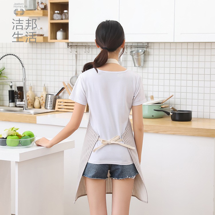 Tạp dề áo ghi lê Hàn Quốc Dây đeo vai hai lớp Tạp dề cổ Dây màu kẹo tươi Tạp dề nhà sọc Tạp dề bỏ túi