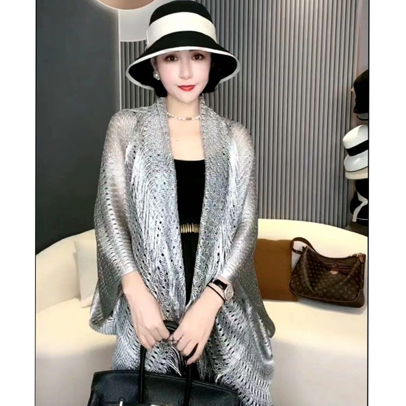 Khăn choàng lụa sáng màu cỡ lớn cho nữ, phụ kiện sườn xám mùa hè