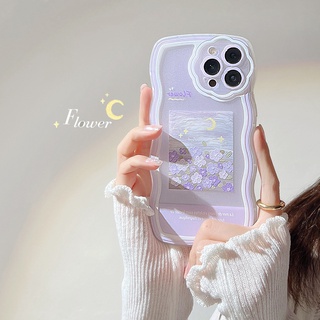 Ốp Điện Thoại Mềm Họa Tiết Hoa Màu Tím Cho IPhone 13 13pro 13mini 12 11 Pro Max IX XR SE2 I8 Plus
