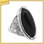 FS_Women Boho Vintage Oval Turquoise Antique Silver Plated Carving Ring Jewelry