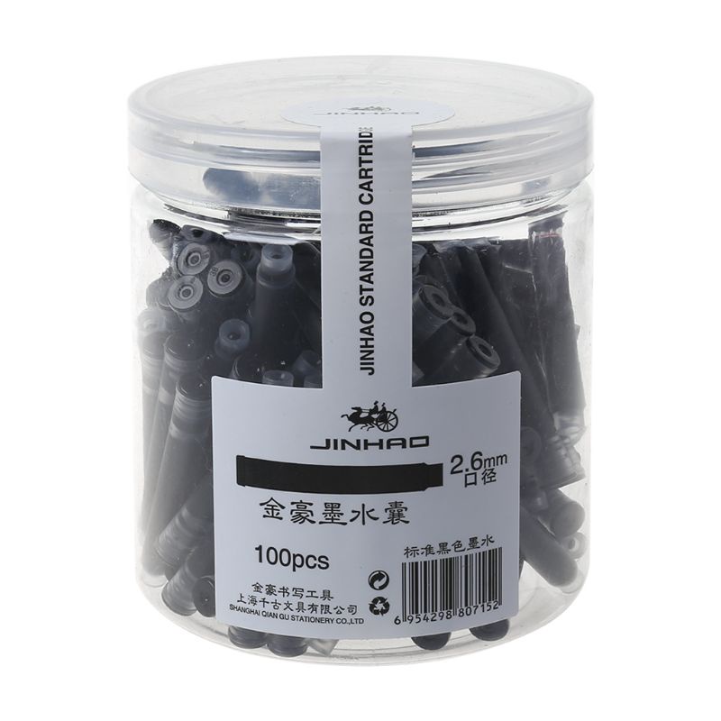 100pcs Jinhao Universal Black Blue Fountain Pen Ink Sac Cartridges 2.6mm Refills