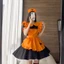 Váy trang phục hầu gái bí ngô Lolita quyến rũ với tất
