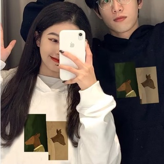 Áo Hoodie UNISEX Tay Dài Dáng Rộng In Hình Hươu Phong Cách Cổ Điển