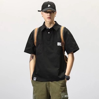 Áo polo tổng thể Áo sơ mi ngắn tay Nam Mỹ Retro Hợp thời trang Áo thun dáng rộng phong cách Nhật Bản Dạo phố Áo sơ mi