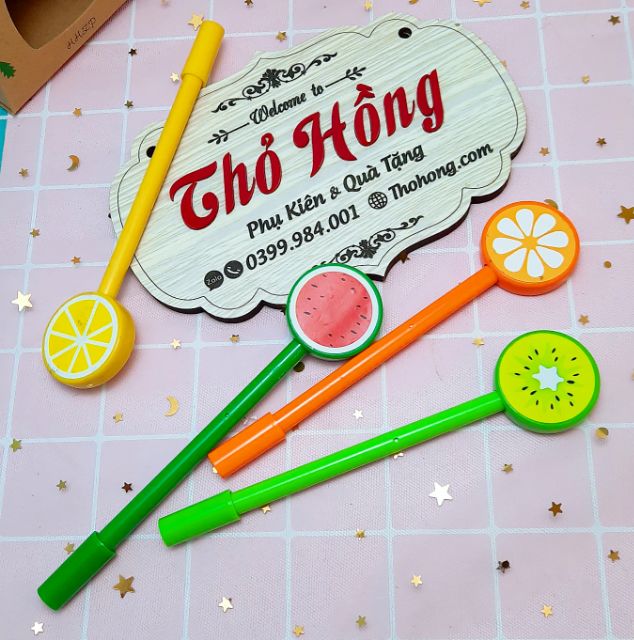 3 Bút Nước Mực Đen Hoa Quả Hình Hoa