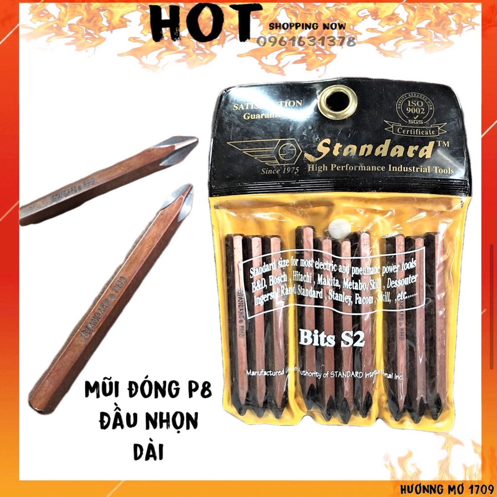 Mũi vít đóng nâu dài đầu nhọn STANDARD 8mm (hàng chính hãng)