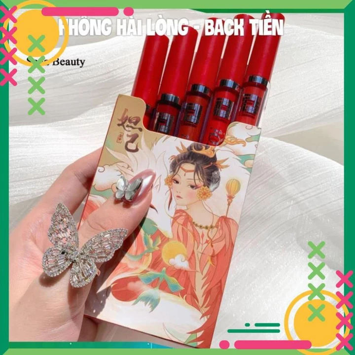 Full Set Son Kem Lì 5 Cây Ershiqi Hồ Ly KING DC Thiết Kế Độc Lạ Cực Đẹp Mĩ Phẩm Nội Địa Trung