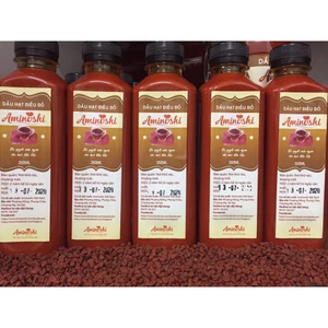 Chai 350ml Dầu hạt điều đỏ Aminoshi (dầu điều màu) nguyên chất, ĐẬM ĐẶC