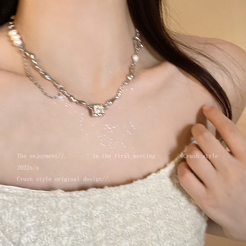 Ảnh Dây chuyền 17KM mạ bạc đính ngọc trai nhân tạo thời trang cho nữ 2