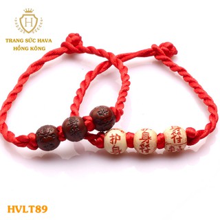 Sợi Chỉ Đỏ Lắc Tay Nam, Vòng Tay Nữ  Gỗ Dâu Tài Lộc May Mắn- Trang Sức Hava Hong Kong - HVLT89