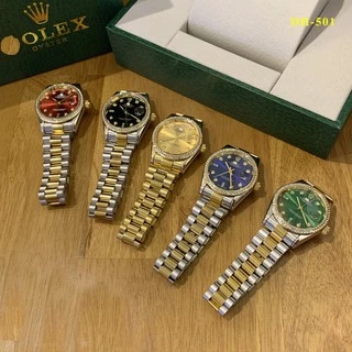 Đồng Hồ Nam ROLEX S-38mm Đính Viền Đá Dây Kim Loại Đúc Đặc Cao Cấp