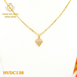 Dây Chuyền, Vòng Cổ Nữ Mặt Đính Đá Màu Trắng Xi Mạ Vàng Non Cao Cấp - Trang Sức Hava Hong Kong
