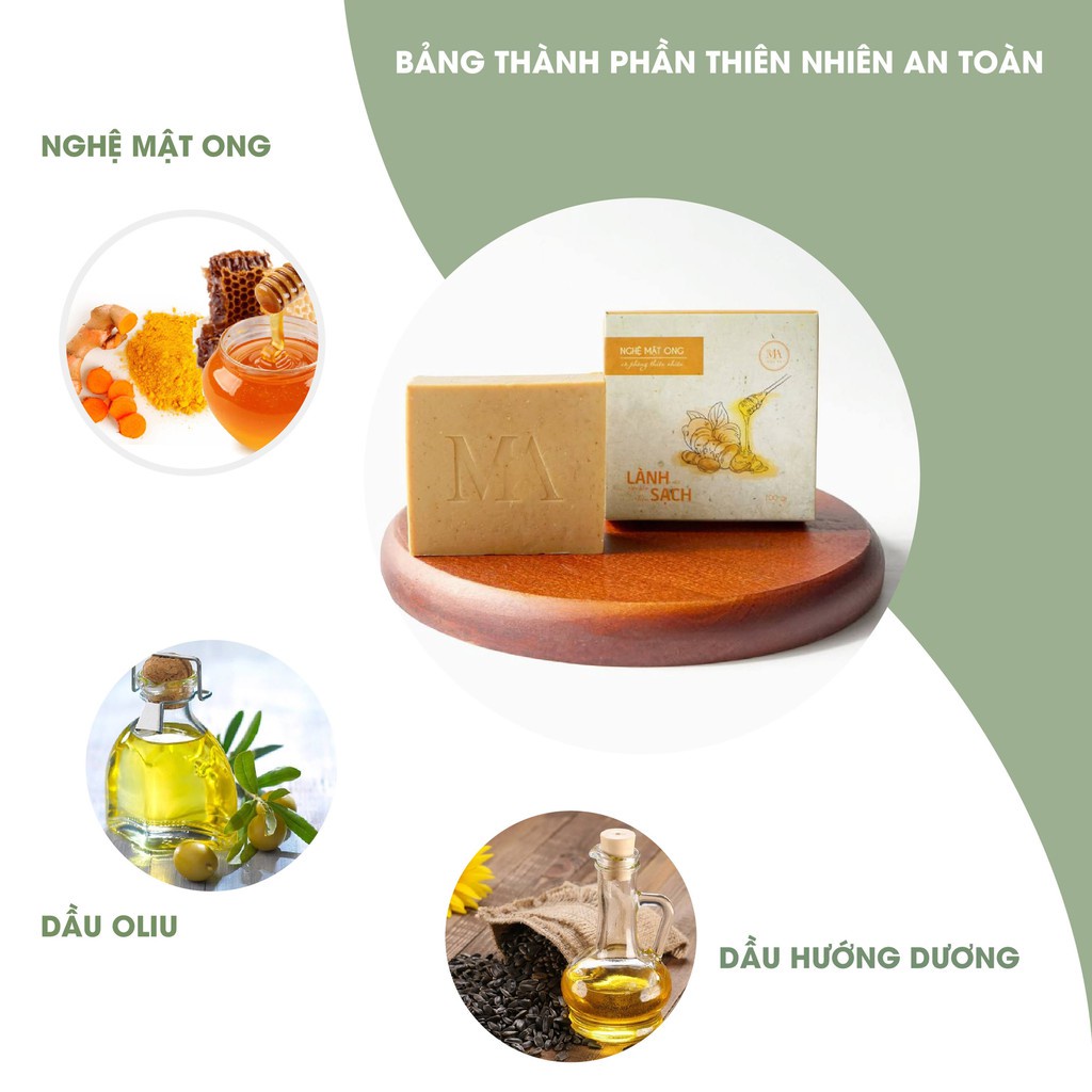 Mô tả Xà Bông Thiên Nhiên Mộc An Nghệ Mật Ong Chăm Sóc Face & Body- Giảm Mụn Thâm, Dưỡng Da Sáng Mịn 100g - 4