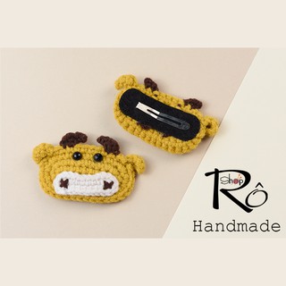 Kẹp tóc con trâu vàng bằng len cho nữ và bé gái ngộ nghĩnh 5.5cm |Cặp tóc động vật|Shop Rô Handmade