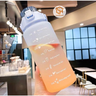Bình Nước Dễ Thương 2L Có Vạch Báo Giờ Tặng Stiker Cam Homeware