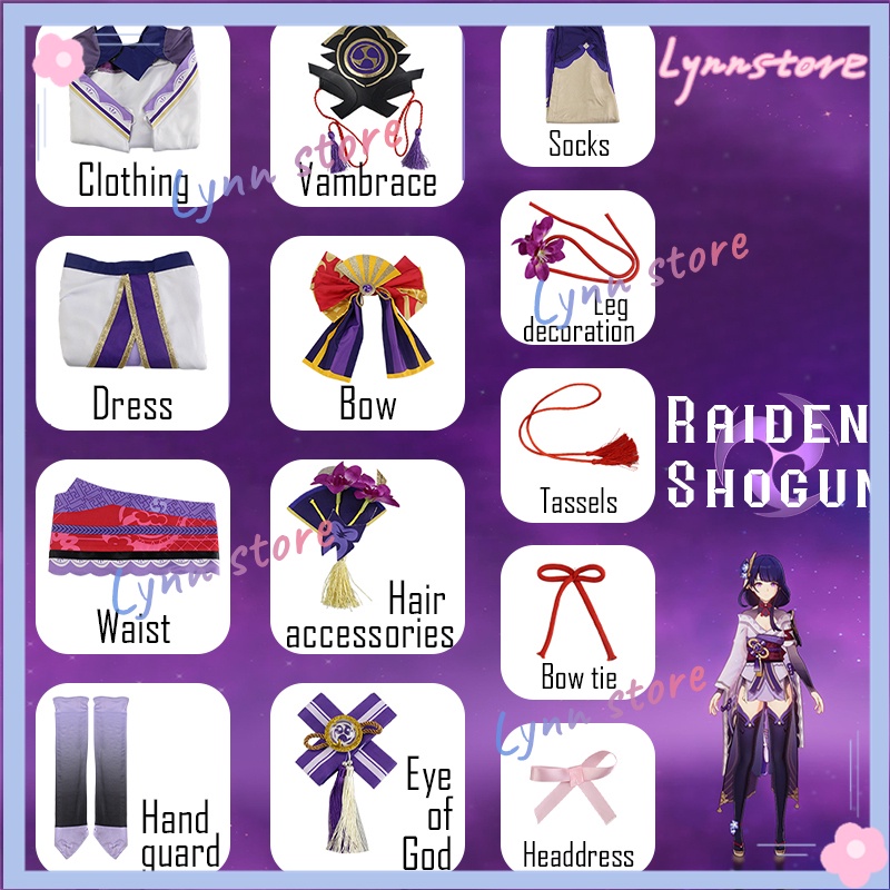 Bộ Tóc Giả Màu Tím Dùng Hóa Trang Nhân Vật Game Genshin Va Chạm Raiden ...