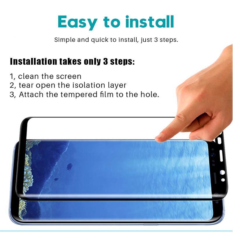 Kính cường lực bảo vệ toàn màn hình viền cong 9D cho Samsung Galaxy Note 8 9 S9 S8 Plus A8 2018