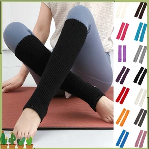 1 Đôi Tất Dệt Kim Dày Giữ Ấm Chân Không Thổi Dài Đến Đầu Gối Màu Trơn Dùng Khi Tập Yoga