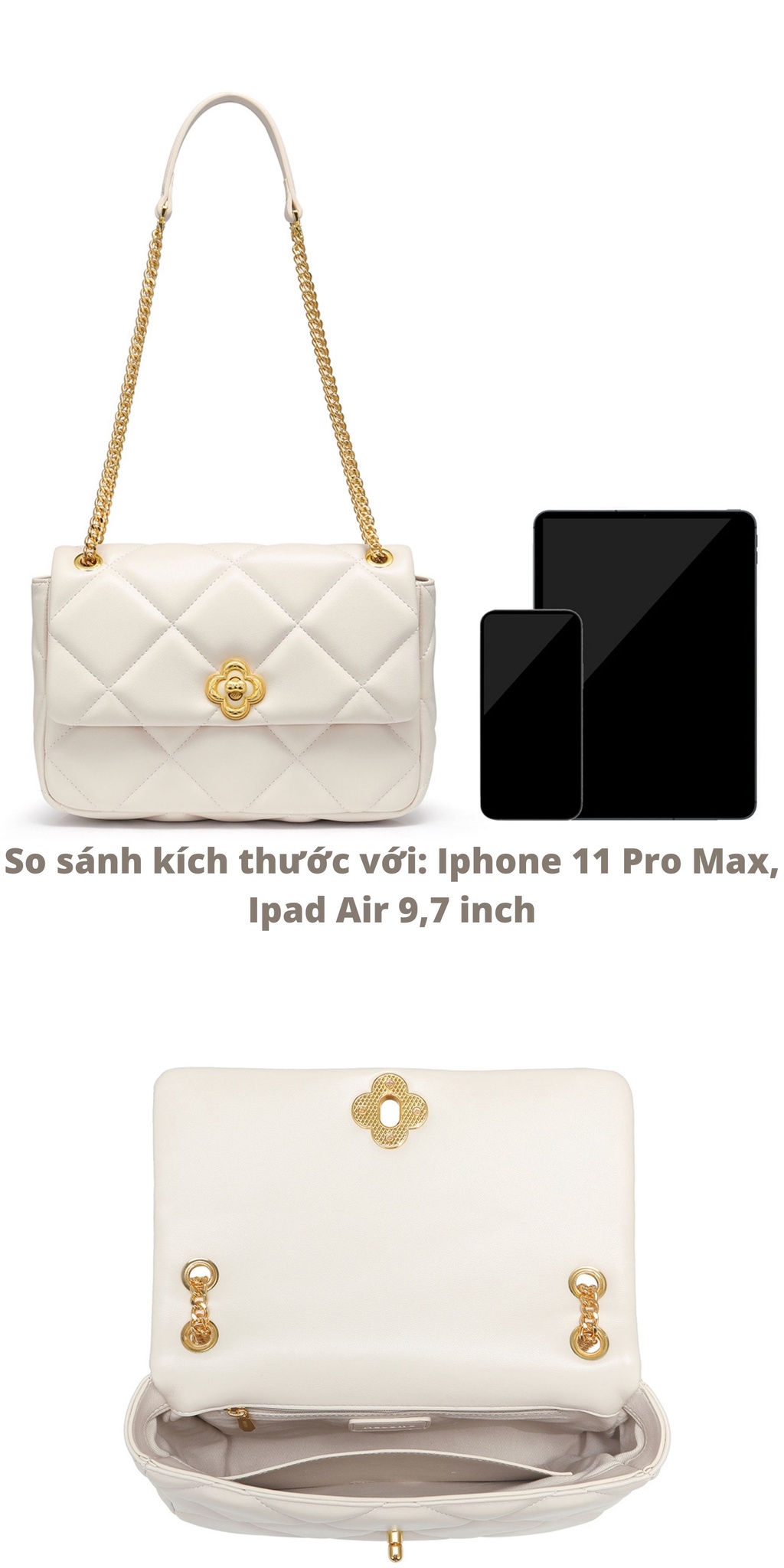 Mô tả Túi đeo chéo nữ đẹp Nucelle thời trang phong cách chần ô khóa charm hoa ViAnh Store 1172032 - 3