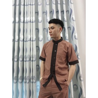 Đồ đi chùa nam , áo lam nam đi chùa cổ lãnh tụ
