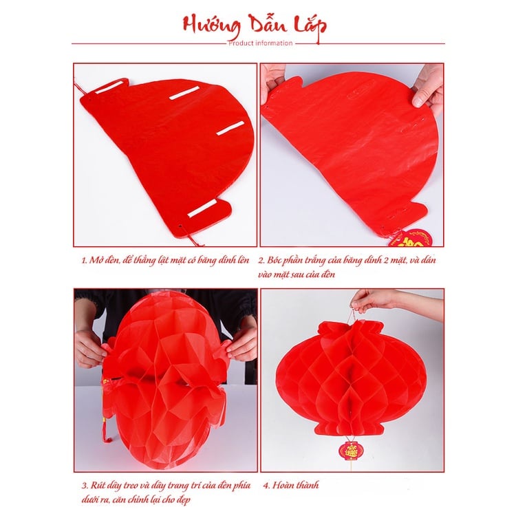 LỒNG ĐÈN ĐỎ TRANG TRÍ TẾT SIZE TO