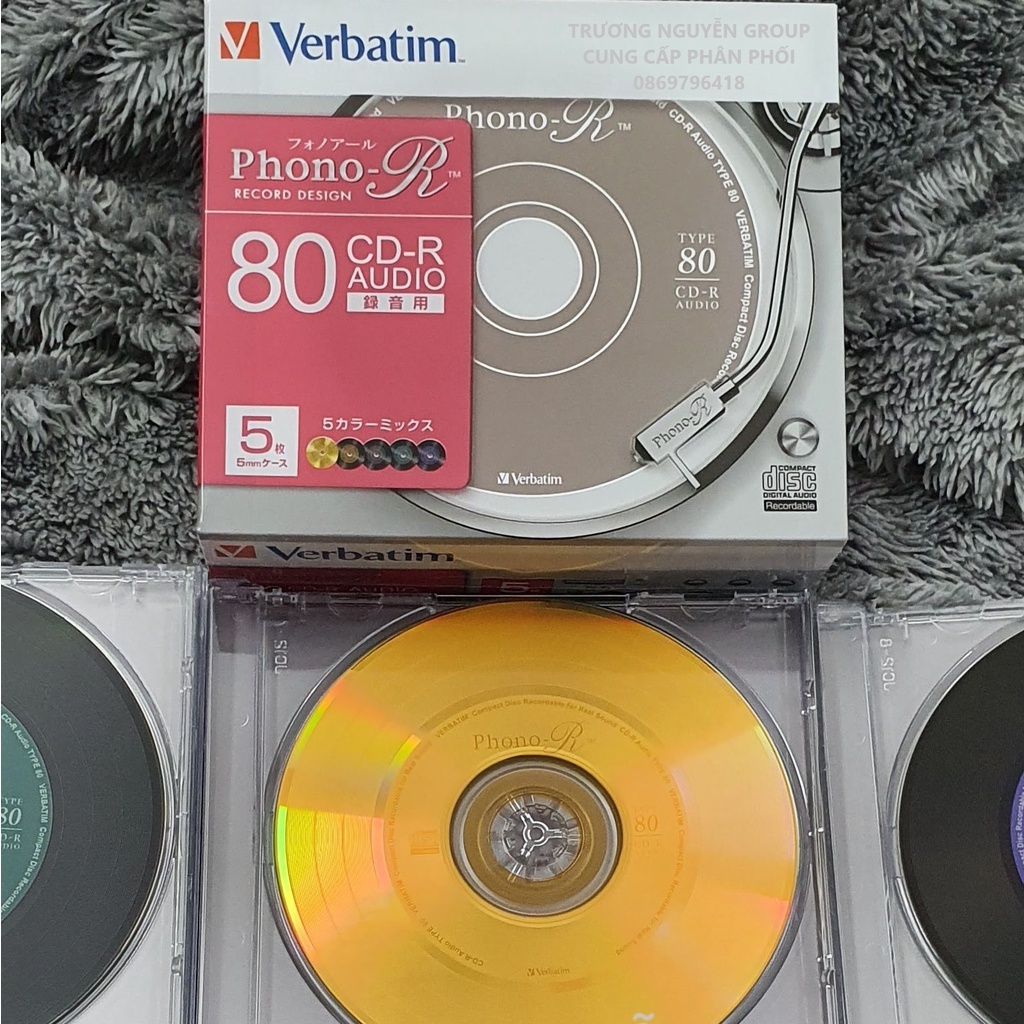 Bộ 05 Phôi Đĩa CD Trắng VERBATIM MITSUBISHI Phono Audio 2X - 48X ...