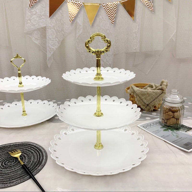 Khay Để Bánh Kẹo Hoa Quả 3 Tầng Sang Trọng