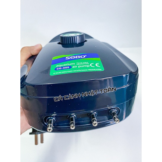 MÁY SỦI OXY CHO BỂ CÁ 4 VÒI SOBO SB 988 12W TỐI ĐA 20 HỒ