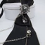 Gothic Black Necktie Rhinestones Pendant Metal Chain Evening Party Pre Tied Tie