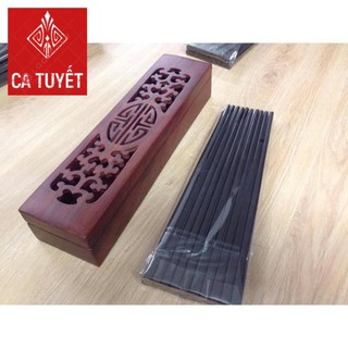 Hộp đựng đũa, thìa, dĩa, bút viết chạm trổ băng gỗ hương