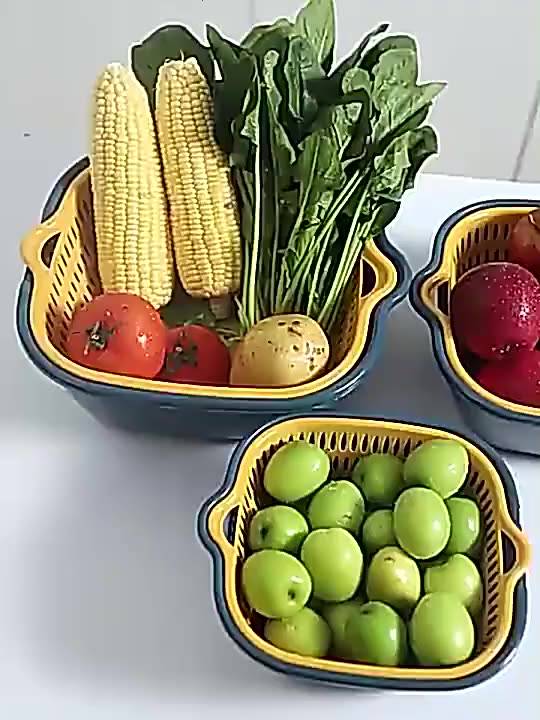 Set 6 món rổ kèm chậu bộ 3 rổ và chậu, thau nhựa rửa rau củ đựng hoa ...