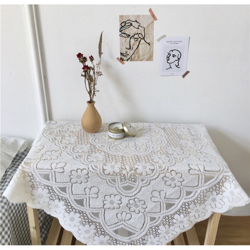 Khăn Trải Bàn Ren Vintage Hàn Quốc Đa Năng – Khăn Phủ Bàn Học, Bàn Trà, Đạo Cụ Chụp Ảnh Decor Phòng Ngủ Hoành Tráng