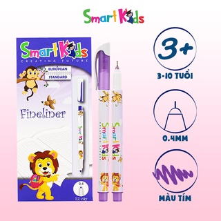 Bút lông kim SMARTKIDS mực tím SKFLT1002PP, Dành cho học sinh cấp 1. Mực viết chất lượng cao, mau khô (3 cây)