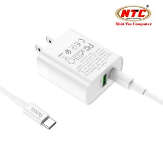 Bộ sạc 2 cổng Hoco C80 kèm cáp TypeC to TypeC PD 20W và USB QC 3.0 22.5W (Trắng)