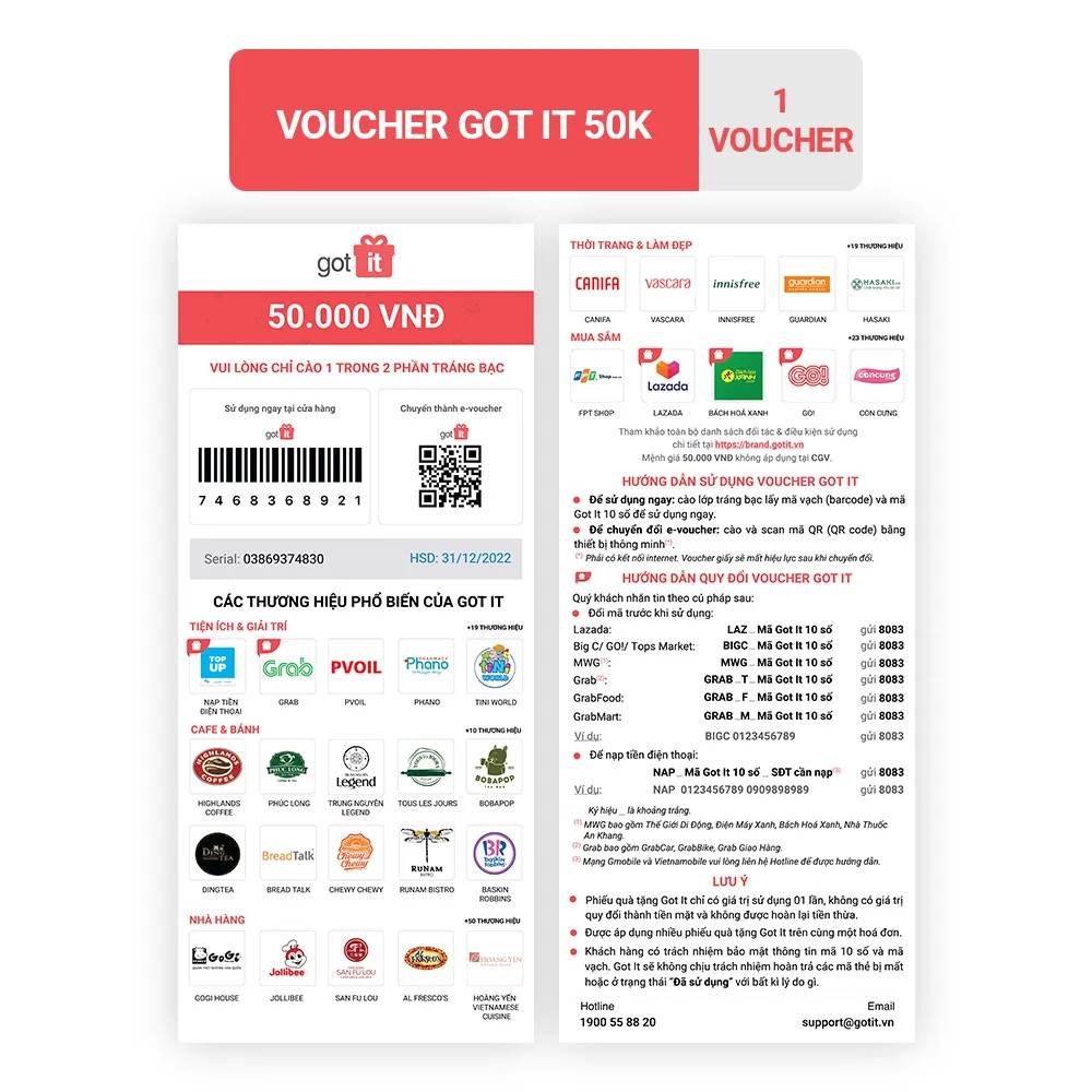 HB Gift] Voucher Got it 50K | Shopee Việt Nam