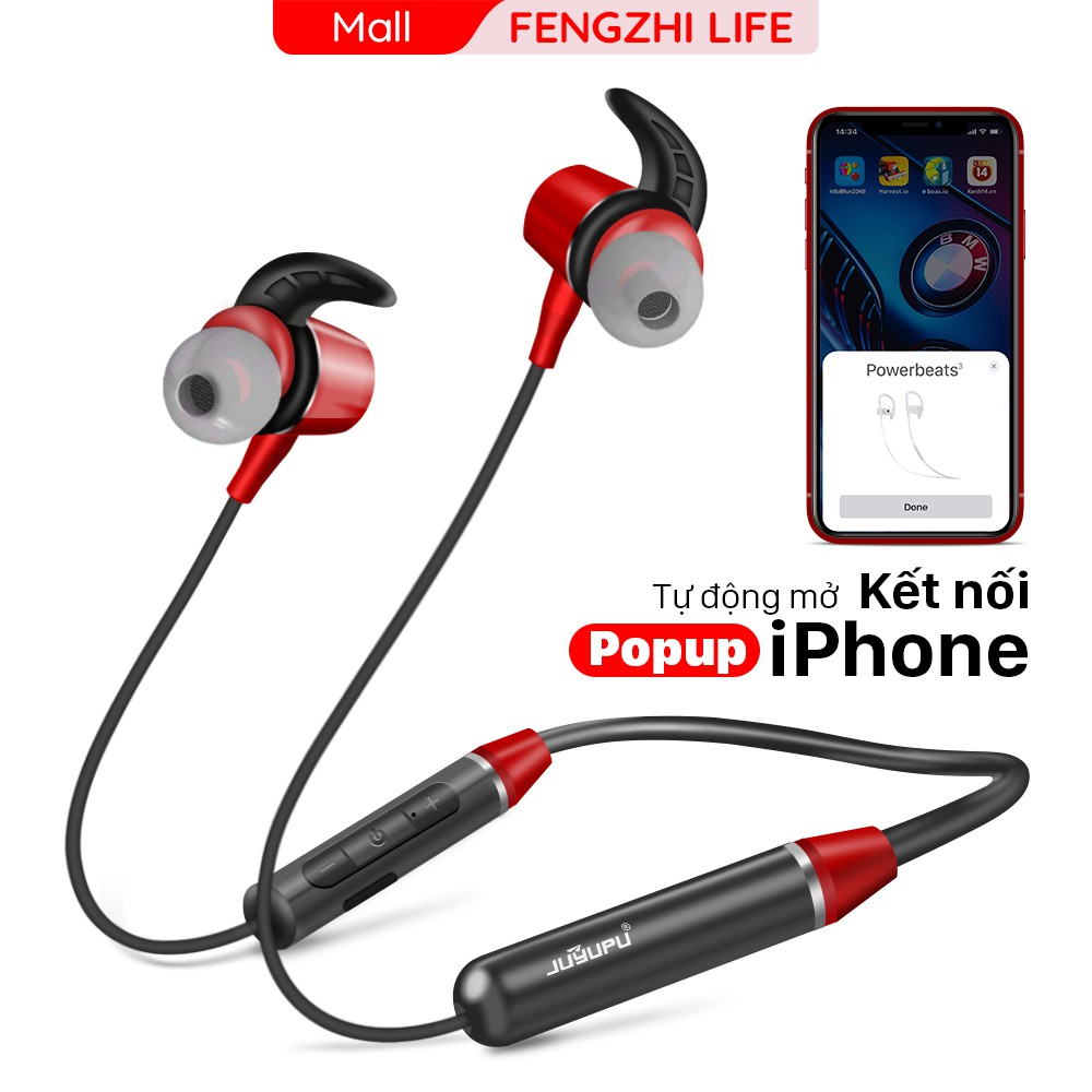 Tai nghe bluetooth thể thao đeo cổ FENGZHI BR101 popup 5.0 mút đệm tai cho Iphone Samsung Oppo Vivo Huawei Xiaomi